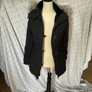 Hollister Black Utility Jacket with Fur Trim
